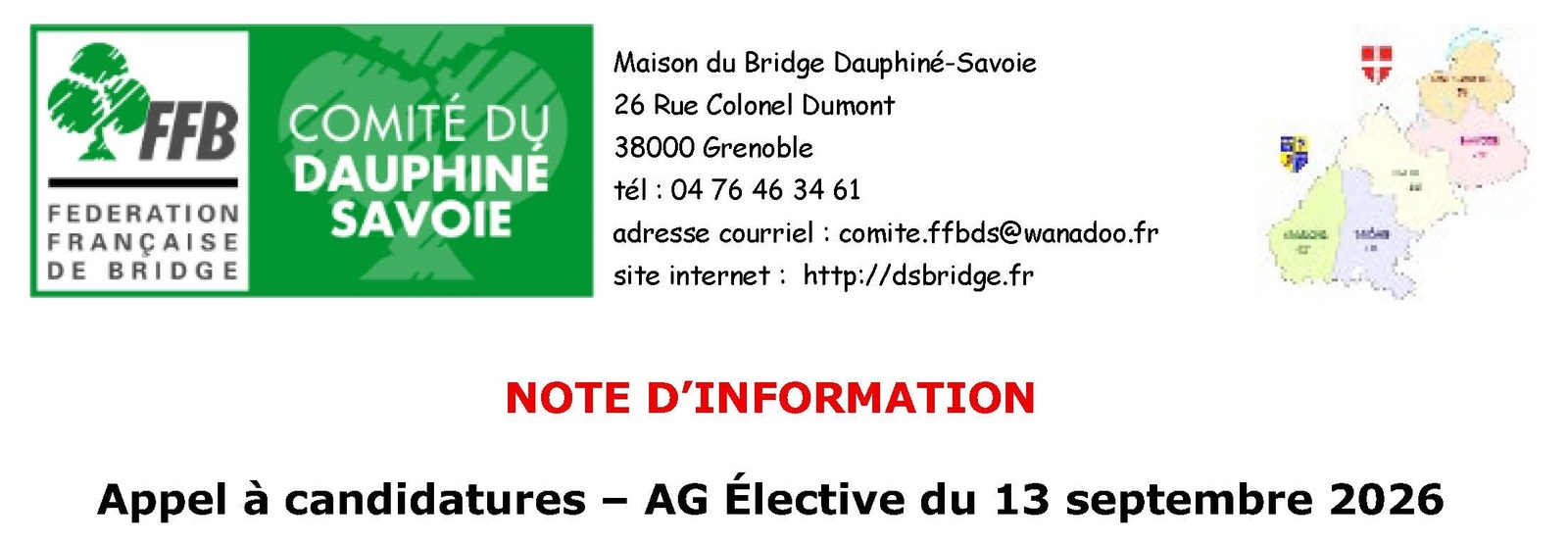 Appel à candidatures – AG Élective du 13 septembre 2026