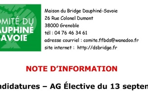 Appel à candidatures – AG Élective du 13 septembre 2026