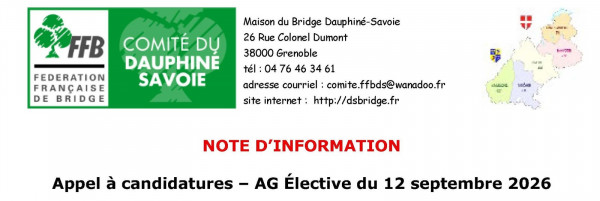 Appel à candidatures – AG Élective du 13 septembre 2026